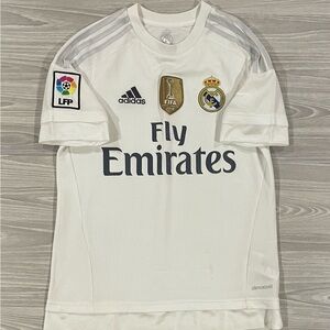 Adidas 2015/16 Real Madrid Home Soccer Jersey Champions Boys Youth Size Large